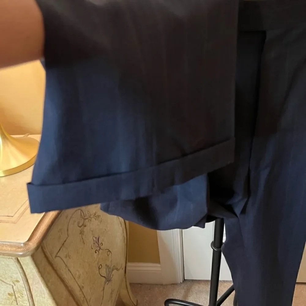 EUC Hart Schaffner & Marx Charcoal Gray Pinstripe Suit Jacket 44L & Pant Size 36